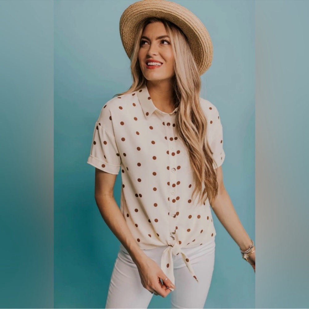 Roolee Polka Dot Button Down Blouse
